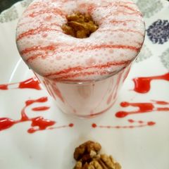 A picture of Strawberry apricot lassi.