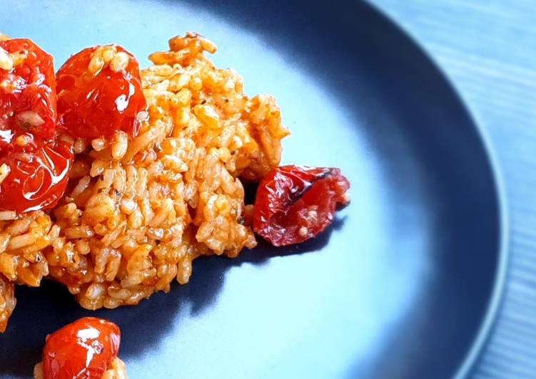 Risotto con pomodorini arrosto e secchi