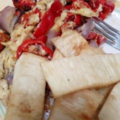 A picture of Fried Yam and Egg.