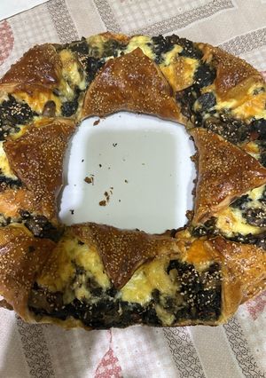 Una foto de 557. Hojaldre de espinacas y setas (principal verduras)