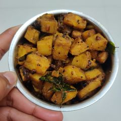 A picture of Raw banana stir fry / curry.
