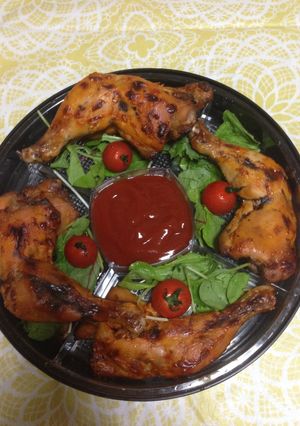 Una foto de Piernas de pollo al barbecue!