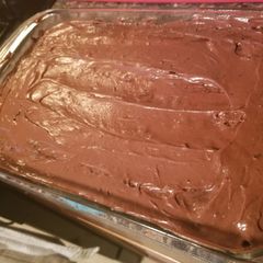 A picture of Easy Gingerbread Brownies w/ Chocolate-Banana Frosting.