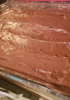 A picture of Easy Gingerbread Brownies w/ Chocolate-Banana Frosting.