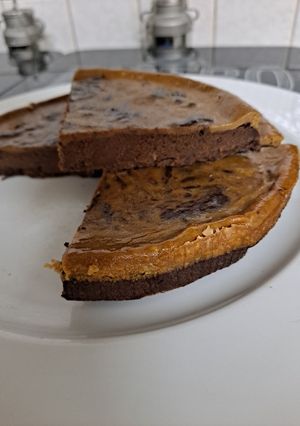 Une photo de Duo cheese cake brownie sans beurre