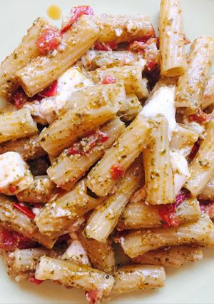 A picture of Pasta with Pesto and Extras.