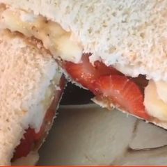A picture of Cookies and strawberry banana sandwich.