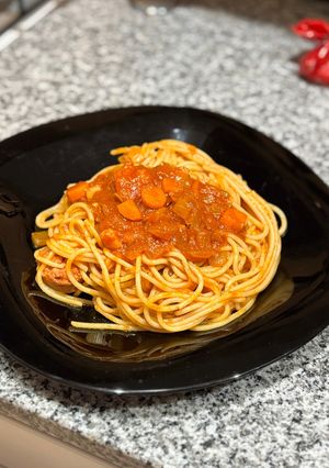 Una foto de Spaghetti con Tuco Salsa de Chorizo Bombón