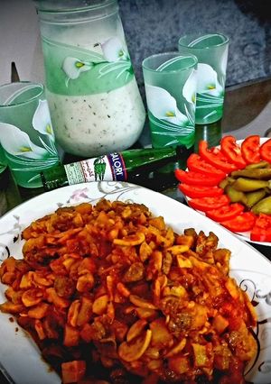 عکسی از دستور خوراک دل مرغ و قارچ