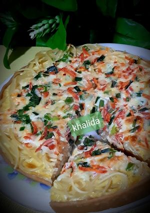 A picture of Spaghetti pasta quiche.