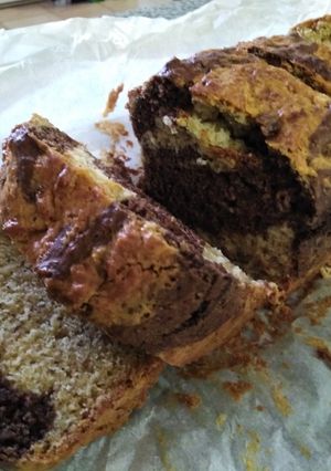 รูปของ Low Fat Chocolate Marble Banana Cake Loaf | เค้กโลฟกล้วยหอมช็อคมาร์เบิ้ล ❌เนย