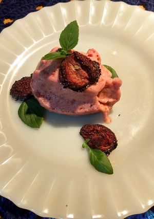 Foto de Sorbet de morango e manjericão