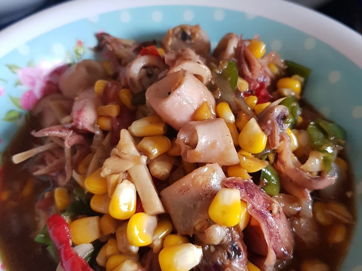 Cara Gampang Menyiapkan Resep  Cumi asin jagung manis yang Enak, Sempurna