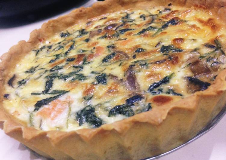 Resep Baru Quiche Salmon Mushroom Spinach No Repot No Rolling Pin Lezat Mantap