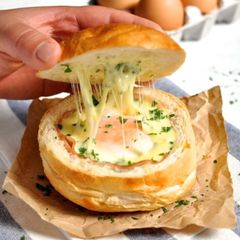 A picture of Breakfast bread bowls .