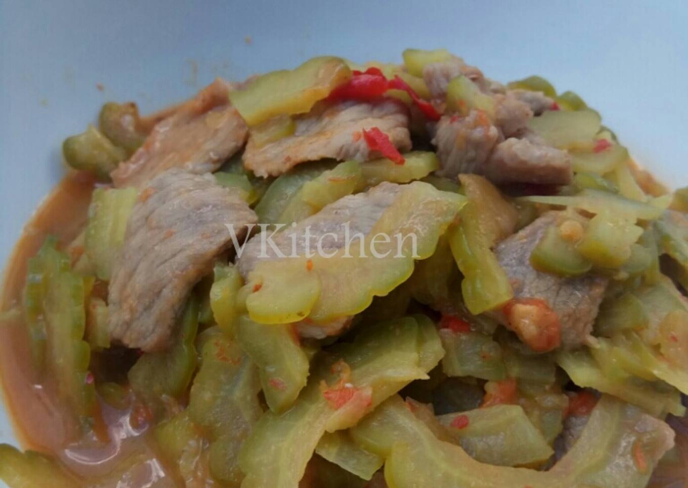 Pare Kuah Kental Pedas with Daging Babi
