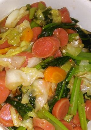 Foto resep Ca Sawi Sosis saus tiram Sederhana
