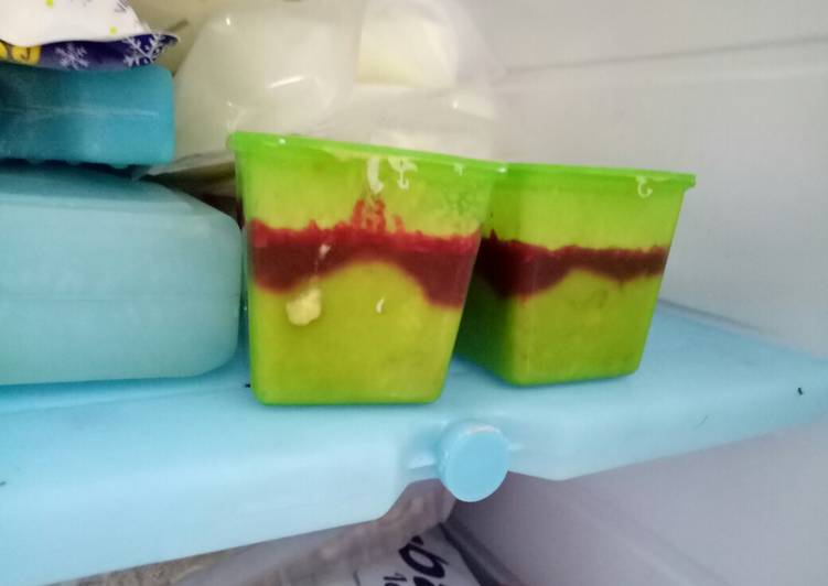 Alpukat saus buah naga keju (MPASI 8 bulan)