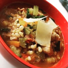 A picture of Pearl Barley Minestrone with Italian Sausage.