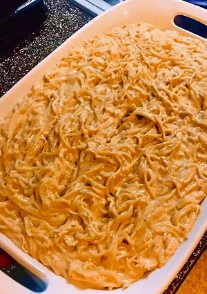 A picture of Easy Cheesy Baked Chicken Spaghetti.