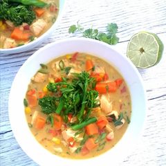 Thai style salmon chowder A picture of Thai style salmon chowder.