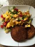 Jalapeño, mango salad with tofu patties