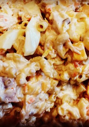A picture of Filipino Style Macaroni Chicken Salad.