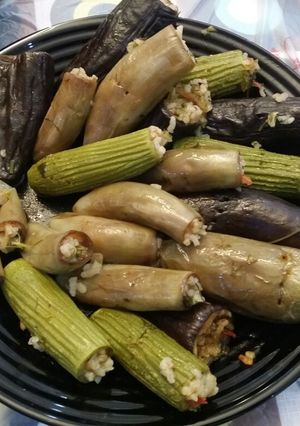 صورة لوصفة باذنجان وكوسه محشيه أرز