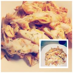 A picture of Easy Crockpot chicken Parmesan pasta.