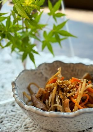 A picture of Burdock and Carrot Kinpira.