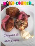 Croquetas de atún con papa y cebolla curtida
