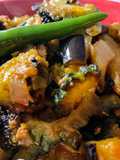 Karela baingan masala fry (bittermelon eggplant spicy fry)