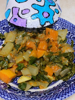 Una foto de Salteado de acelgas y calabaza con curry