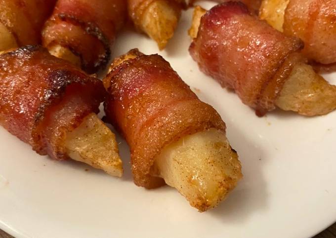 How to Make Super Quick Homemade Bacon wrapped apple slices (cinnamon)
