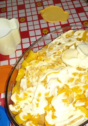 Una foto de Tiramizu con dulce de durazno