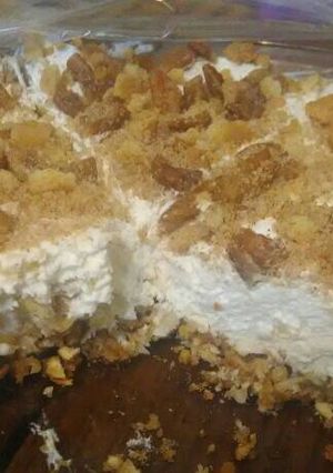 A picture of Hazelnut Cheesecake with Pretzel Coconut Pecan Crust.