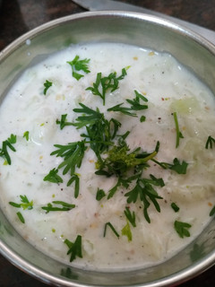 A picture of Cucumber raita.