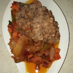 A picture of Ewa agoyin with carrot sauce#Abujamoms #Abjmoms.