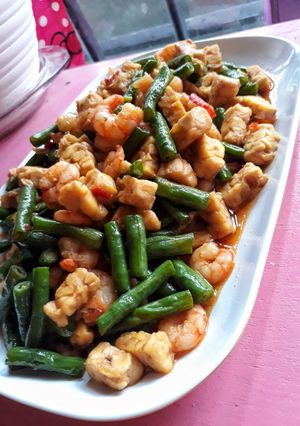 Foto resep Tumis kacang panjang, udang, tempe