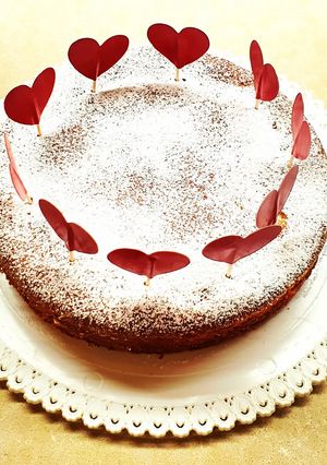 Foto di Torta versata con ricotta, pere e cioccolato