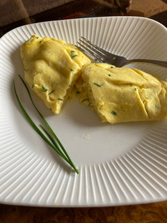 A picture of French Omelette with Chives.