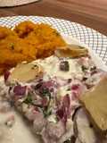 Brótola con crema de limón y mostaza (versión fit)