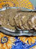 Longe de porc au miel, moutarde, thym et échalotes