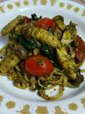 Linguine Pesto with King Oyster Mushroom