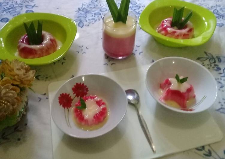 Puding Busa Buah Naga Siram Vla Vanila