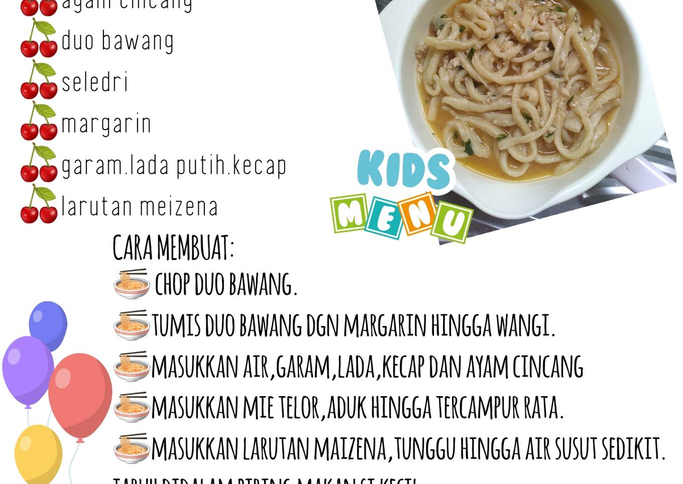 Mie telor ayam cincang (MPASI)