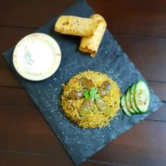 A picture of Maharashtrian Vangi bhaat.