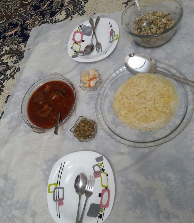 عکسی از دستور چلو گوشت دو نفره