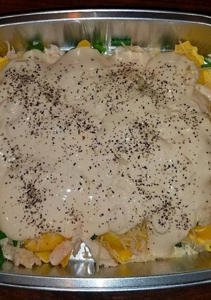 A picture of Mike's 5 Minute Garlic Chicken Ravioli Alfredo.