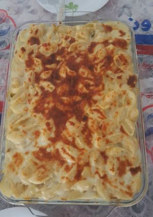 صورة لوصفة معكرونة بالبشاميل بالدجاج